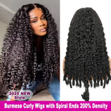 Burmese Curly Wigs Human Hair 7x6 Lace Frontal Wig 44 46 Inches For Women 7x6 Glueless Curly HD Lace Front Wigs With Spiral End