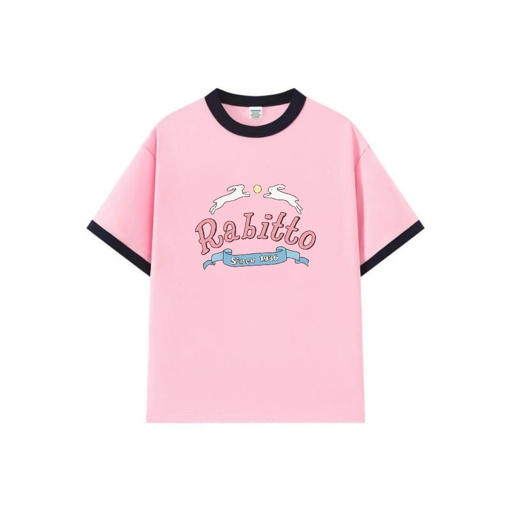 Hometown Romance LMSY Sonya Saranphat Same Top Color Blocked Border Printed Short Sleeved T-shirt Non-original Version