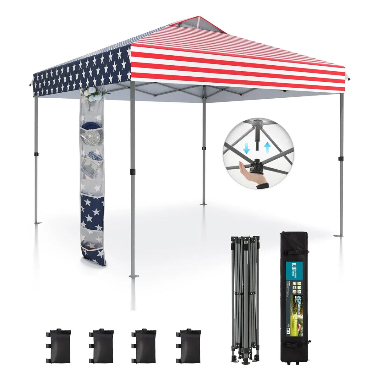 Canopy Tent Pop Up 10x10 ft, One Person Push Set Up Tent, Outdoor Canopies Shelter Heavy Duty Straight Legs, Customized