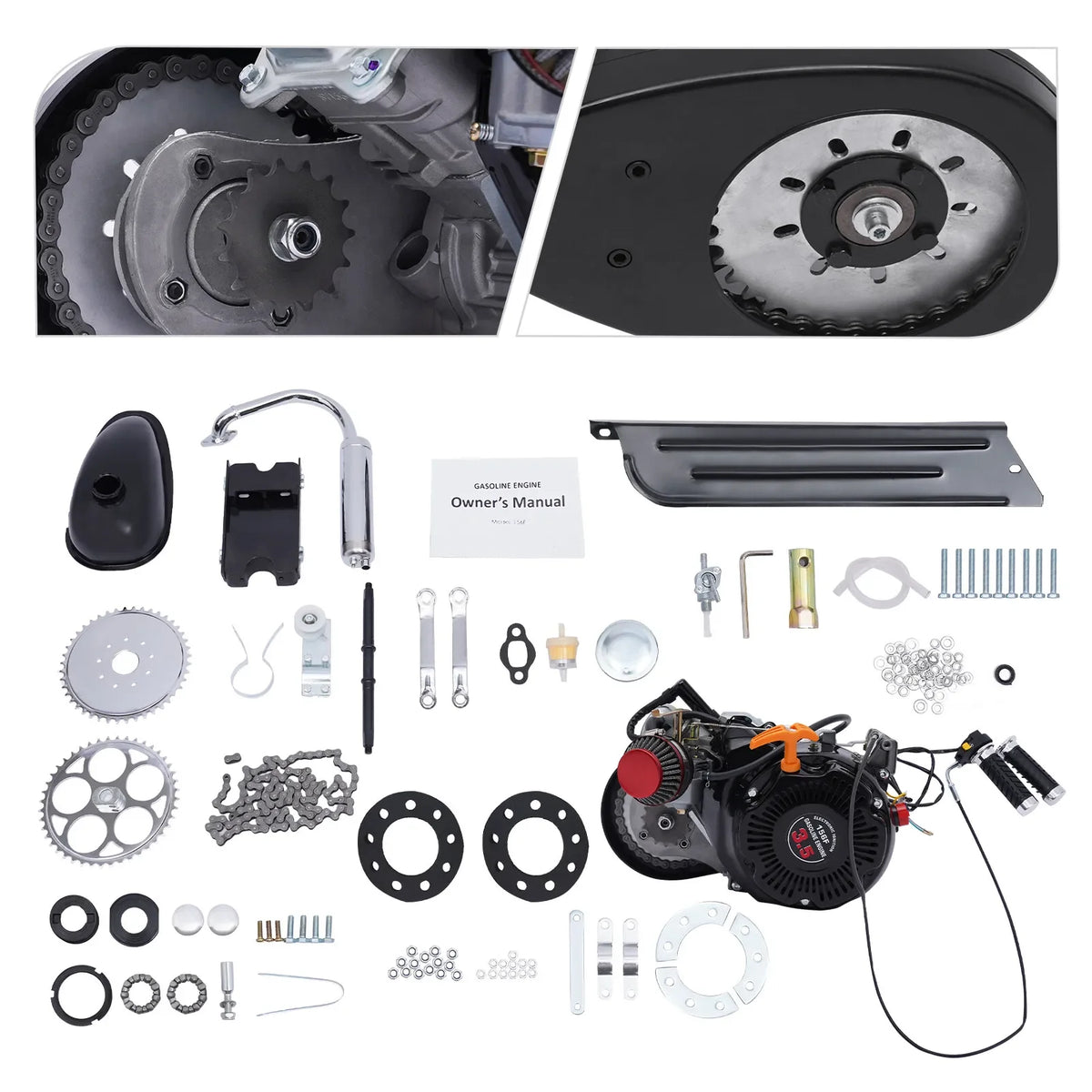 100cc 4-Stroke Gas Bicycle Engine Kit - Complete Motorized Conversion Set for Adult Bike, 80mm Mount