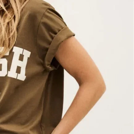 2026 Summer Women's White Letter Printed Round Neck Short Sleeve Casual Short Sleeve Top