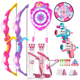 VATOS Night-Light Bow Arrow Guns Toy For Girls Archery Stand Target Board Indoor Outdoor Game Toys Kids Christmas Birthday Gift