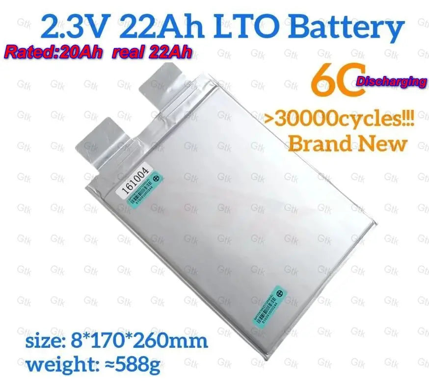 Gtk 2.3V 8Ah 10Ah 20Ah 25Ah 40Ah 70Ah Titanate lto lithium ion battery cell 20000 cycles with 10C 30C 50C 70C Discharging