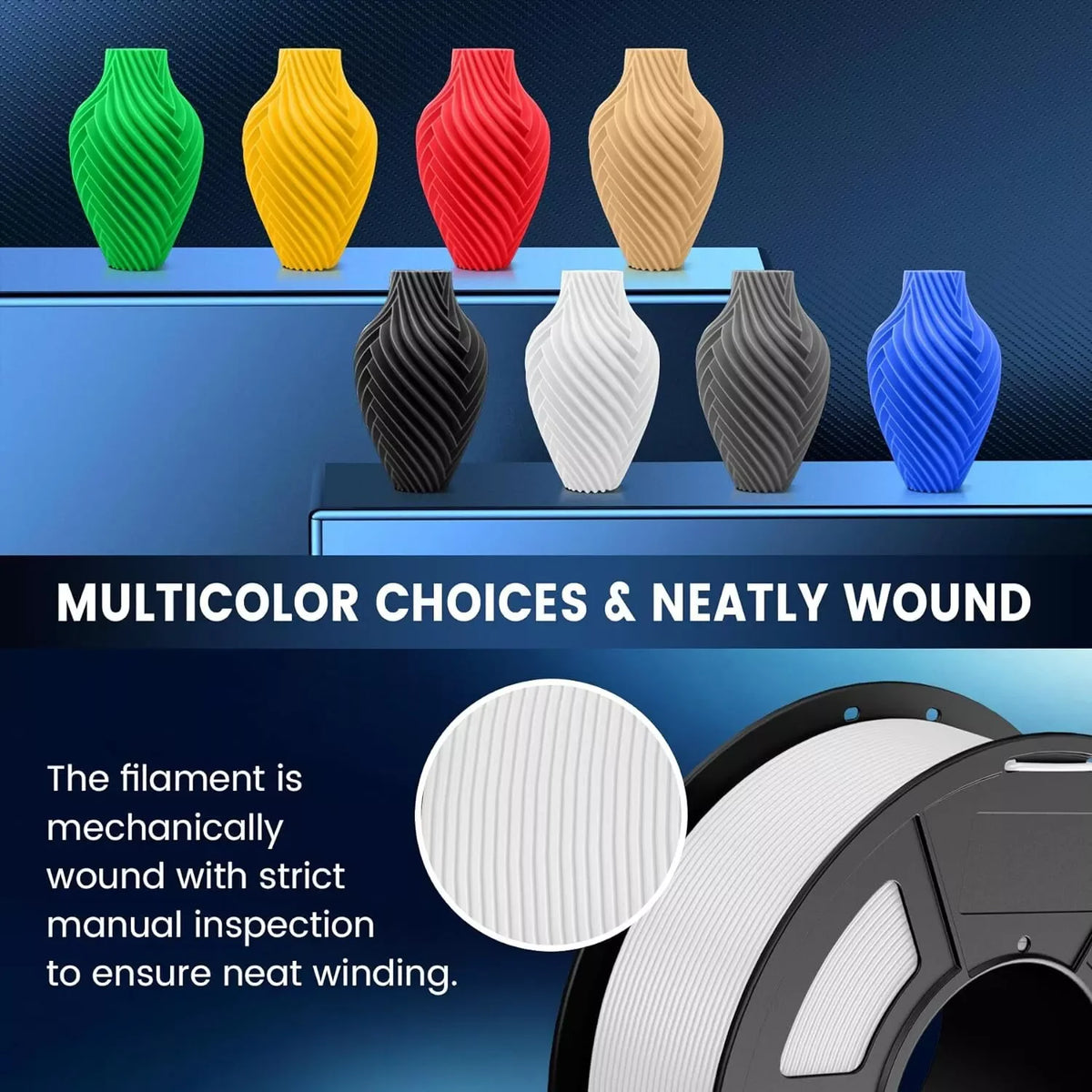JAYO 20 Rolls 3D PLA Matte/High Speed PLA matte Printer Filament 1.75mm Neatly Wound PLA with Matte Finish Print for 3D Printer