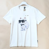 Summer New Women's Cotton Heat Transfer Letter Cartoon Pattern round Neck Short Sleeve T-Shirt Casual Slim Fit K Brand T-shirt