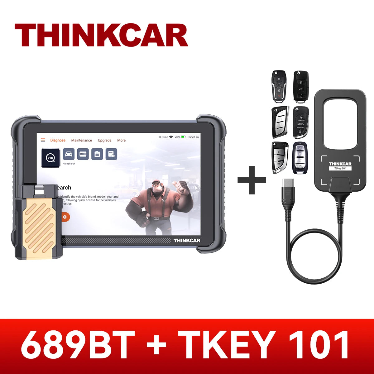 THINKCAR THINKSCAN 689BT Key Programming Bi-directional Automotive Diagnostic Tool ECU Coding CANFD DOIP 34 Resets Obd2 Scanner