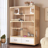 Cat Villa Solid Wood Panoramic Cat Cage Large Free Space  House Home Indoor Luxury