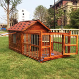 Pet Villa House with Outdoor Fence Outdoor Waterproof Dog Kennel Solid Wood Dog House for Medium and Large Dogs Pet Supplies