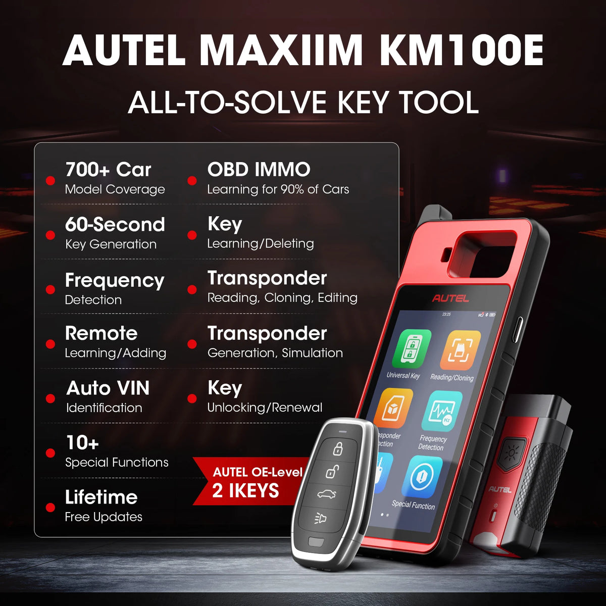Autel KM100E Key Programming Tool Automotive Diagnostic Scanner Free Update Key Programmer PK IM508 KM100X KM100
