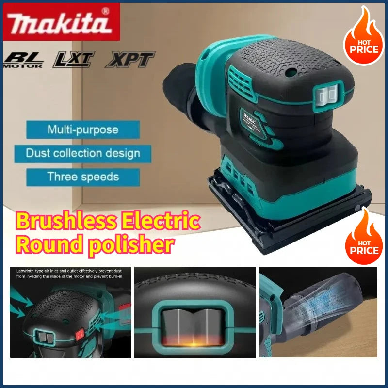 Makita Cordless Sander Lithium Sandpaper Machine Handheld Sanding Flat Polishing Machine For Makita 18V Battery
