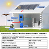 ANENJI Split Phase 12KW 48V Hybrid Solar Inverter 120/240VAC Pure Sine Wave Parallel Inverter built-in 2 MPPT 200A Solar Charger