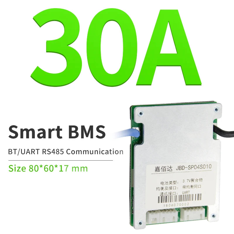 JBD Smart Bms Lifepo4 BMS 4S Lithium Battery Balance Board 20A 30A 35A Same Port Temp Sensor With UART RS485 Bluetooth Function