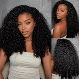 Burmese Curly 3 IN 1 Half Wigs Human Hair With Drawstring 210 Density Burmese Curly Hair Half Wig Deep Wave Ready to Wear Half Wigs Full Machine Wig