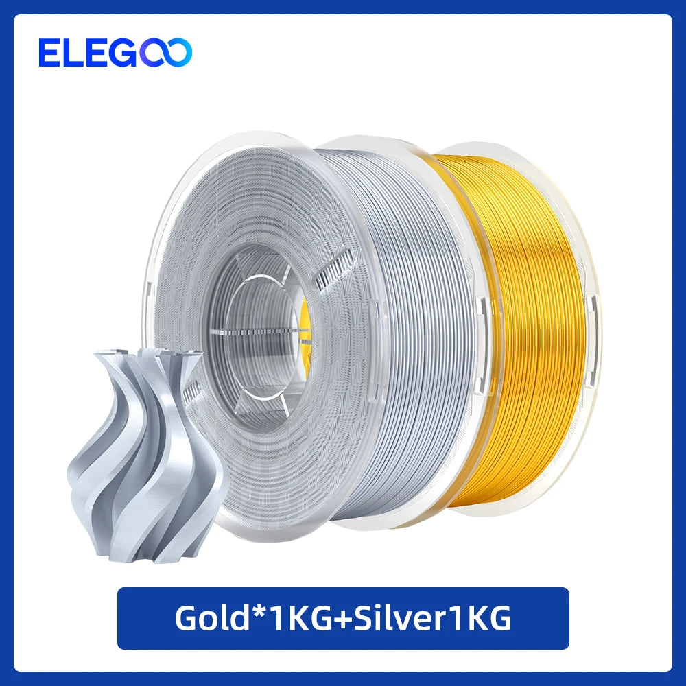 ELEGOO 5KG/10KG 1.75mm Silk PLA Filament,3D Printer Filament 1kg Gold Silver Fits for Most FDM 3D Printers