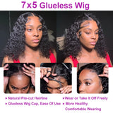 No Glue Deep Wave Lace Frontal Wigs For Women 13x4 7x5 Glueless Bob Wig Curly Human Hair Wigs 250 Density Ready to Wear