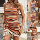 Casual Slim Knitted Short Dresses For Women 2025 Fashion Summer Women's A-Line Mini Dress Elegant Vintage Female Dresses