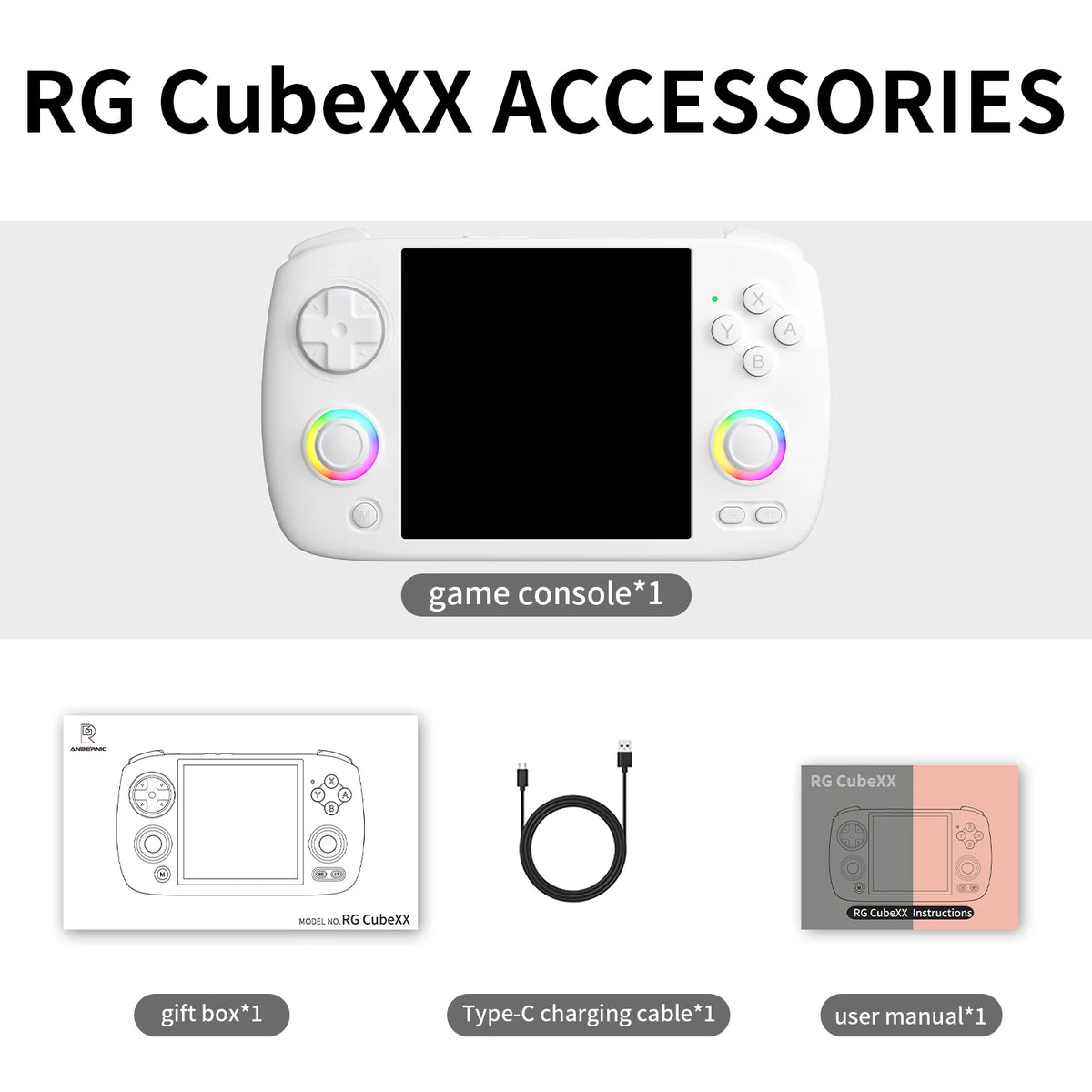 Anbernic RG CubeXX Handheld Game Console 3.95" HD IPS Screen Linux 64-bit H700 Retro Video Gaming Player Supports WiFi Streaming