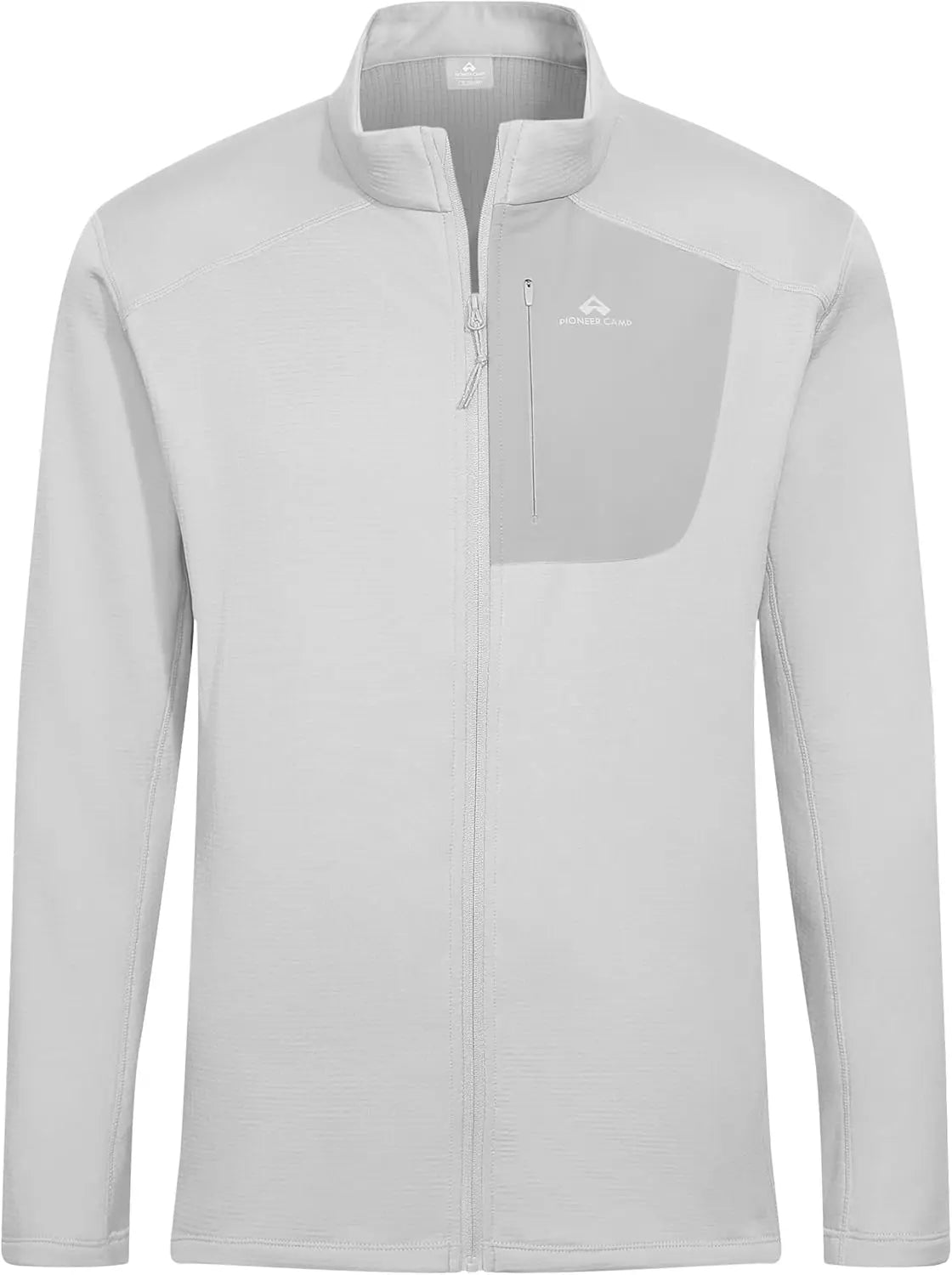 Pioneer Camp Mens Grid Fleece Jacket Full Zip Up Professional Mid Layer Outdoor Winter Thermal Sweatshirt with Chest Pocket