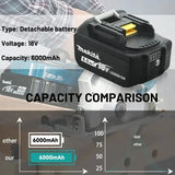 100% original Makita battery, 18V 6.0Ah rechargeable battery, replacing Makita BL1830BL1840BL1850BL1860B, power tool battery