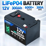 LiFePO4 12V 300AH 12V 200AH Battery Free Charger 12V Lithium Battery Built-In 300A BMS 6000+ Cycle For Solar RV Marine Energy