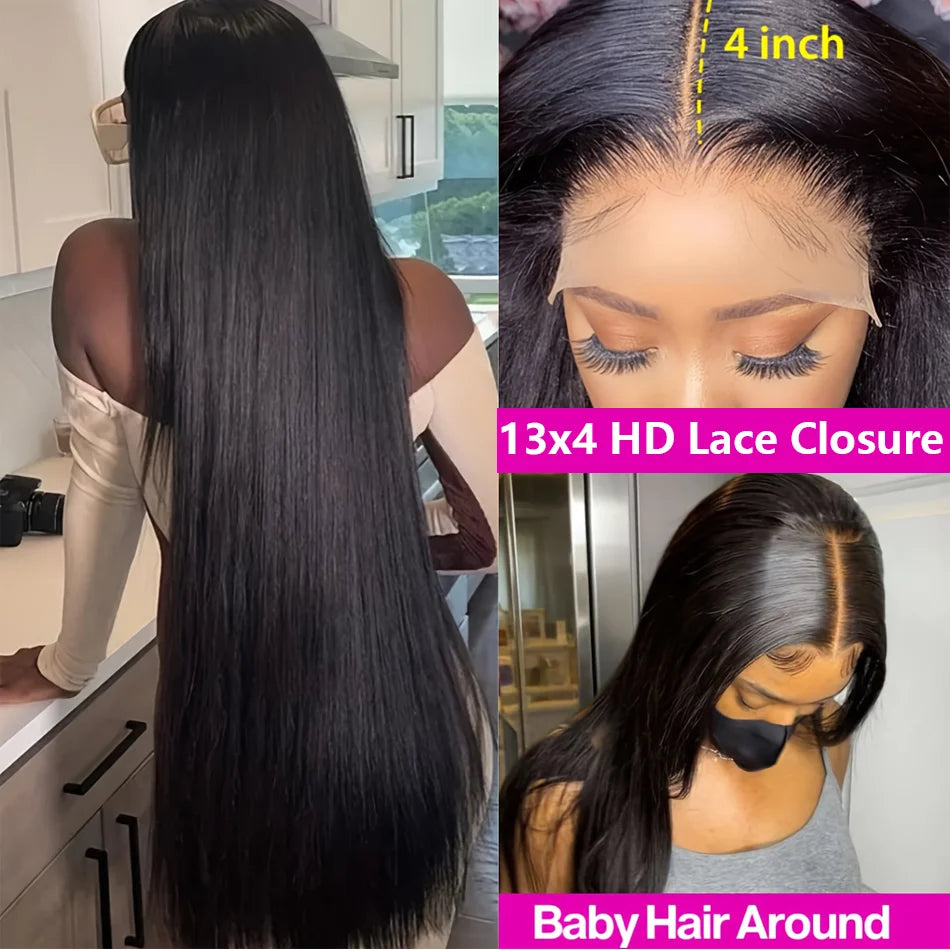 Density Straight Human Hair Wigs 13x4 13x6 HD Lace Front Wig 30 Inch Brazilian Cheap Frontal pre plucked Wigs Choice