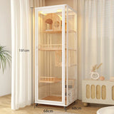 Villa Luxury Large Glass Cat Cabinet Solid Wood Cat House Home Indoor Cat Cage with Toilet