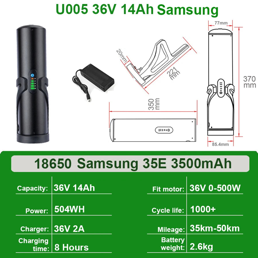 Mini Bottle EBike Battery 36V 10.5Ah 9Ah 48V 7Ah San-yo 18650 Li-ion Battery Pack for Bafang TSDZ2 250W 350W 500W Motor