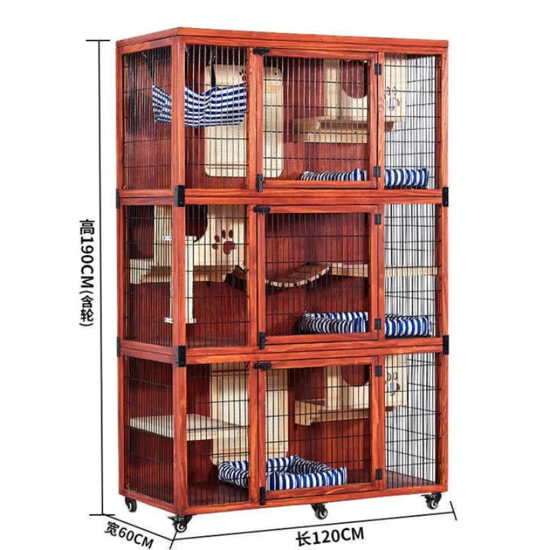 Cat Villa Wooden Cat Cage Household Space Cat House Luxury Indoor Room Cabinet Nest House Nest