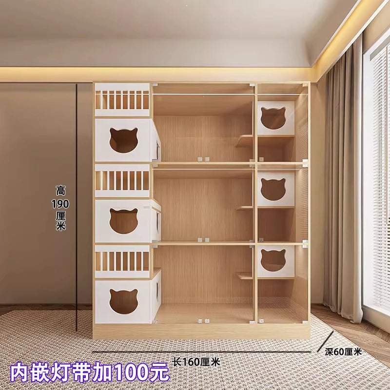 Cat villa solid wood pet store display cabinet house luxury foster breeding cat delivery room cattery custom