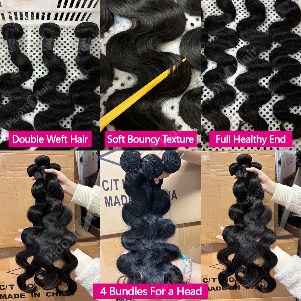 13X6 HD Lace Frontal With Body Wave Human Hair Bundles Human Hair With Closure 100% Raw Human Hair Bundles With 13X4 Frontal Closure Human Hair Extensions Top Quality 3-5 Working Days To US