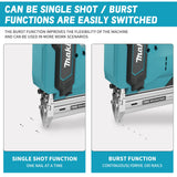 Makita Cordless Nail Gun:10-30mm Nails,2 in 1 Electric Stapler Gun Drives 2 Inches Nailer for Upholstery and Woodworking