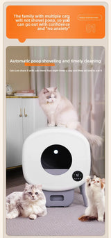 Smart Cat Litter Box, Fully Automatic Cleaning, Deodorization, Fully Enclosed Electric Cat Toilet, Oversized Cat Litter Box