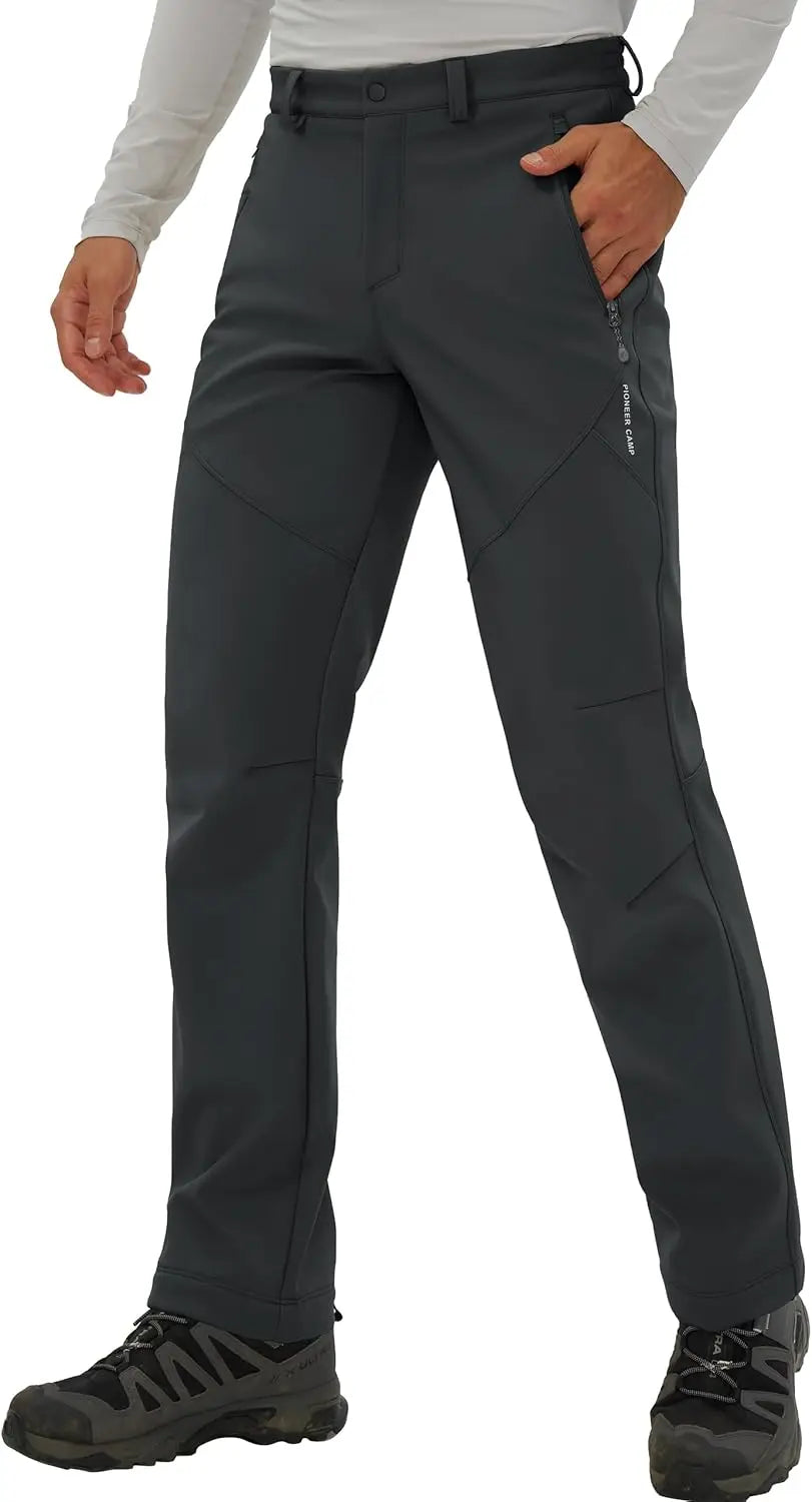 Pioneer Camp Men's Fleece Lined Outdoor Hiking Pants Insulated Waterproof Warm Softshell Windproof Work Pant