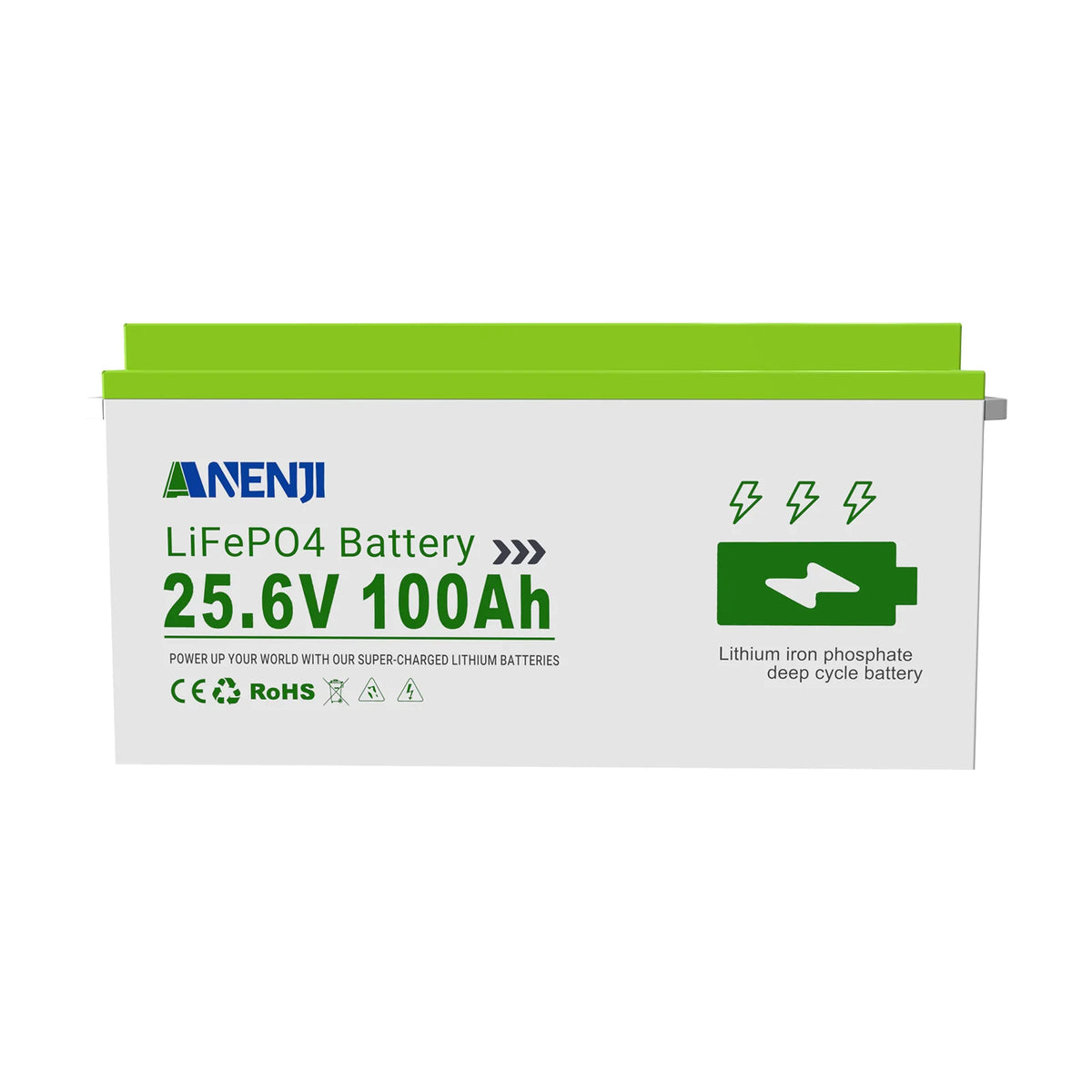 ANENJI 12.8V/25.6V 100AH LiFePO4 Lithium Battery Max.1280Wh 2560Wh Energy, Low Temperature Protection 24V 100AH Battery