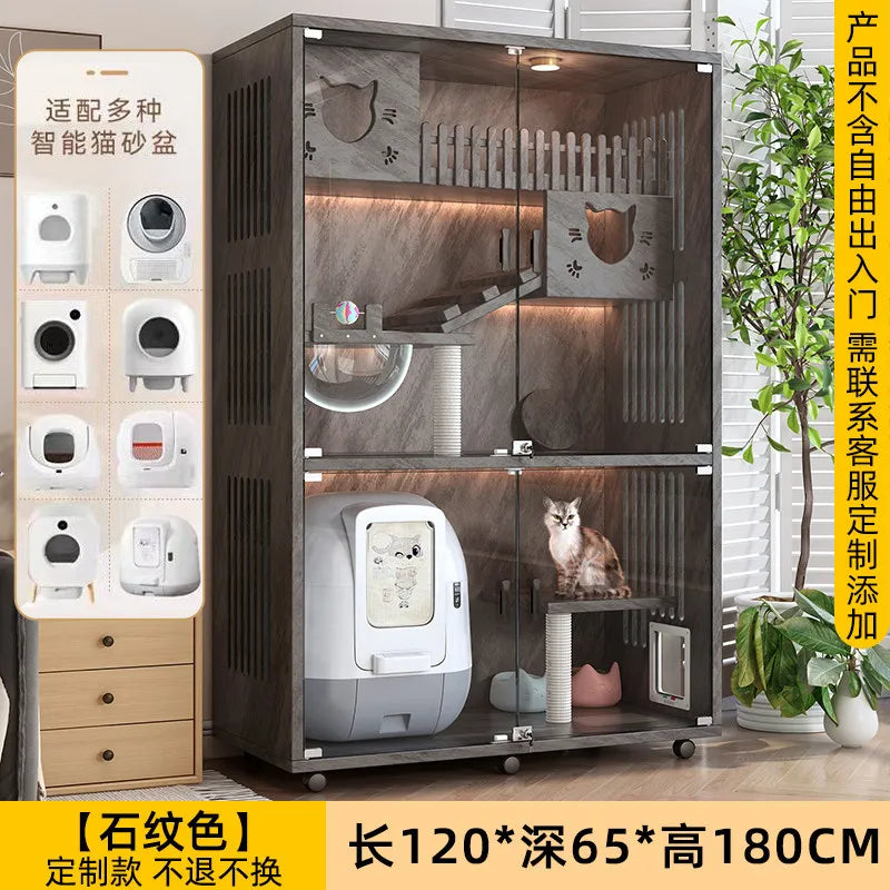 cat cage home indoor cattery cat cabinet discharge automatic litter box custom villa