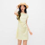 Semir Women Dress One Shoulder Oblique Neck Waist Pleated Solid Cool Feeling Mini 2026 Summer Minimalist Temperament Fashion Top
