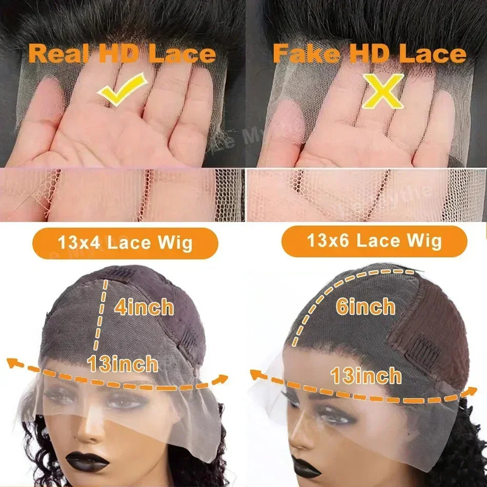 250 Density 100% Human Hair 13x6 HD 5x5 Glueless Deep Wave Lace Frontal Wigs 13x4 Curly Lace Front Wig 30 40 Inch Closure Black