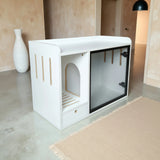 Solid wood cat toilet cabinet cat litter semi-closed odor-proof cat litter box cabinet