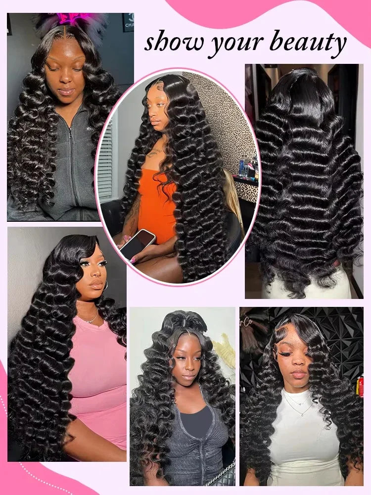 300 Density Loose Deep Wave 13x6 Hd Lace Front Human Hair Wig For Women