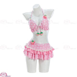 Kawaii Sweet Girls Bikini Set Vintage Polka‑Dot Strawberry Print 2‑Piece Swimsuit Cosplay Beach Bathing Suit For Women