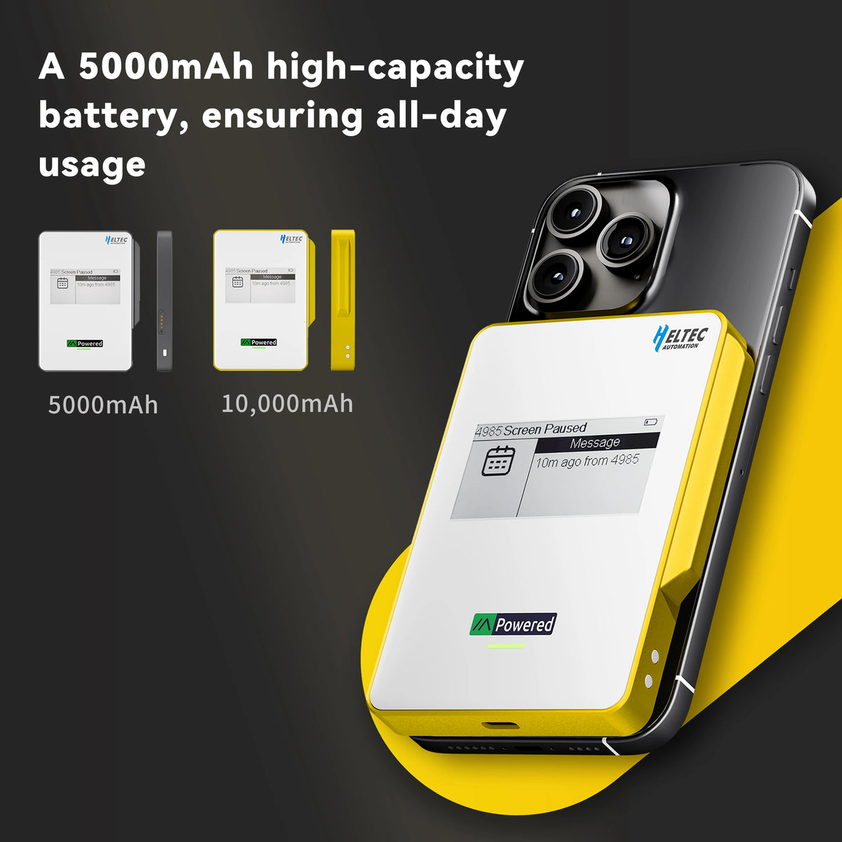 Heltec MeshPocket Qi2 5000/10000mAh Magnetic Power Bank, Meshtastic Compatible, E-Ink Display, PD Fast Charge for iPhone Android