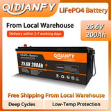 Qidianfy 25.6V 200Ah LiFePO4 Battery Built-in 200A BMS 5120Wh Capacity Rechargeable Lithium Battery for Solar Off-grid System RV Home Backup Energy