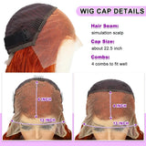 8-22Inch Deep Wave Bob Ginger Orange Lace Front Wigs Bob Human Hair Wig