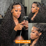 250 Density 100% Human Hair 13x6 HD 5x5 Glueless Deep Wave Lace Frontal Wigs 13x4 Curly Lace Front Wig 30 40 Inch Closure Black