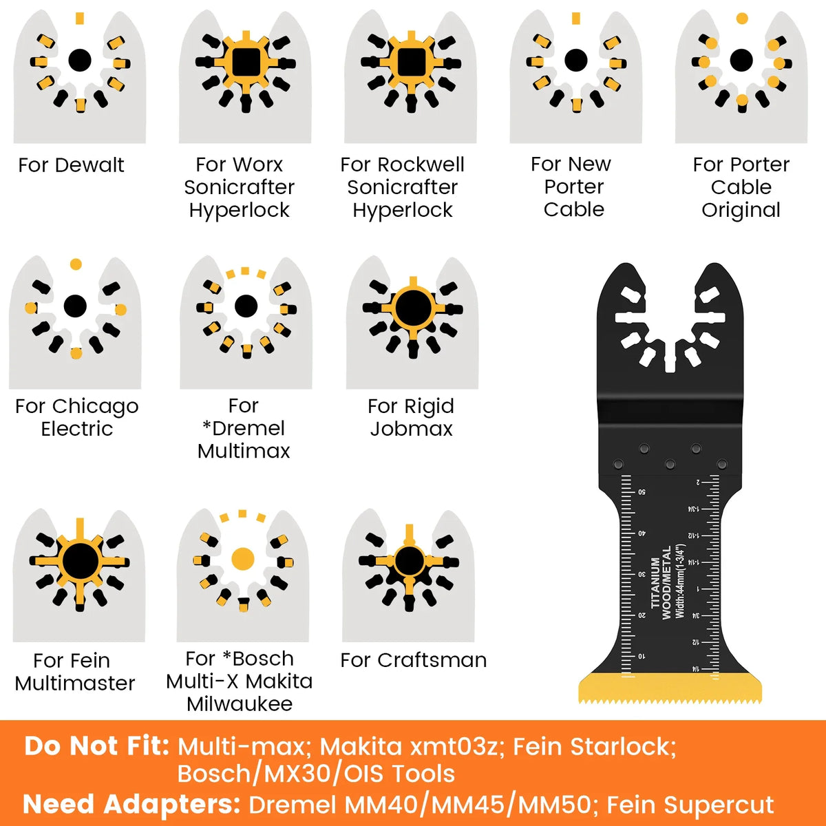 20 Pcs Oscillating Saw Blades Bi-metal Titanium Coated Multitool Blades Sharp Fast Cutting Tool Saw Blade for Wood Plastic Metal