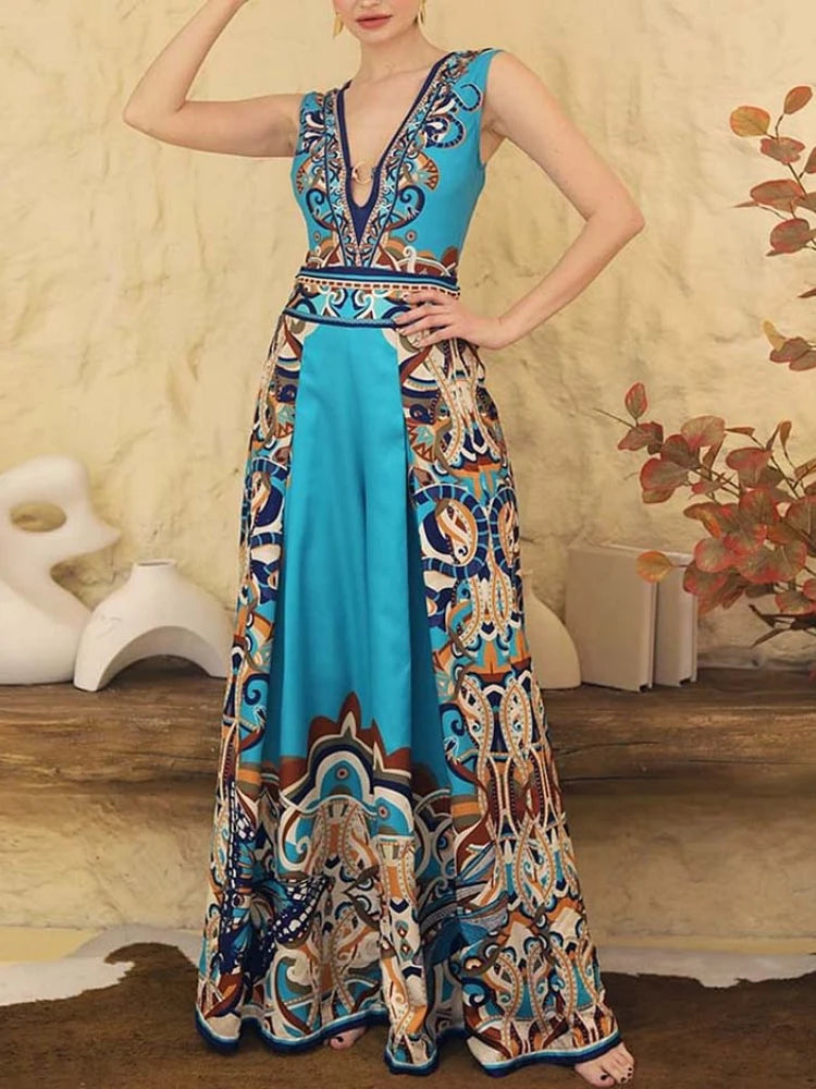 Flaxmaker One Piece Swimsuit and Pants Summer Vintage Swimwear Sexy Butterfly and Dragonfly V-neck Hollow Print Beachwear