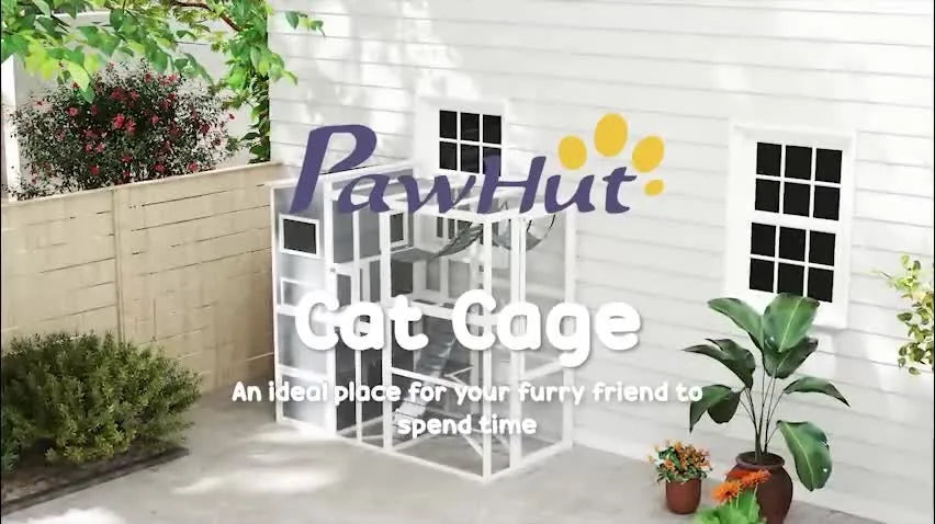 Large Catio Outdoor Cat Enclosure for 2-3 Cats 76" x 36" x 68" Gray