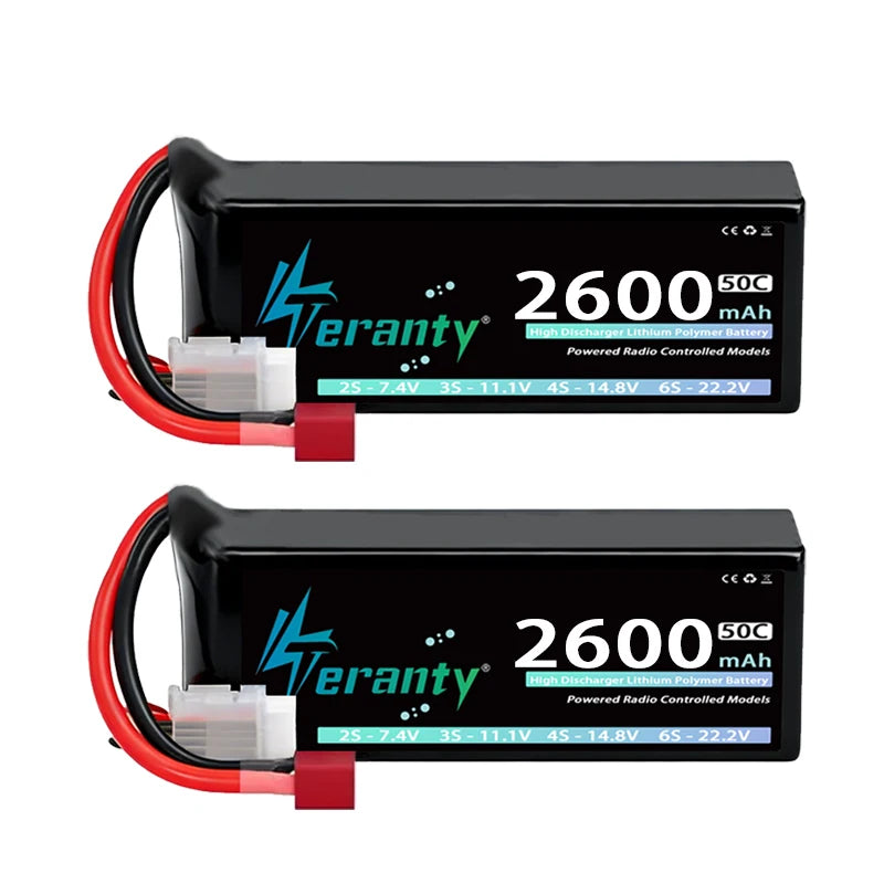 2PCS TERANTY 4S Lipo Battery 14.8V 2600mAh 50C/100C Softcase with T XT60 Plug Car Truck Buggy Helicopter Airplane RC Model Parts
