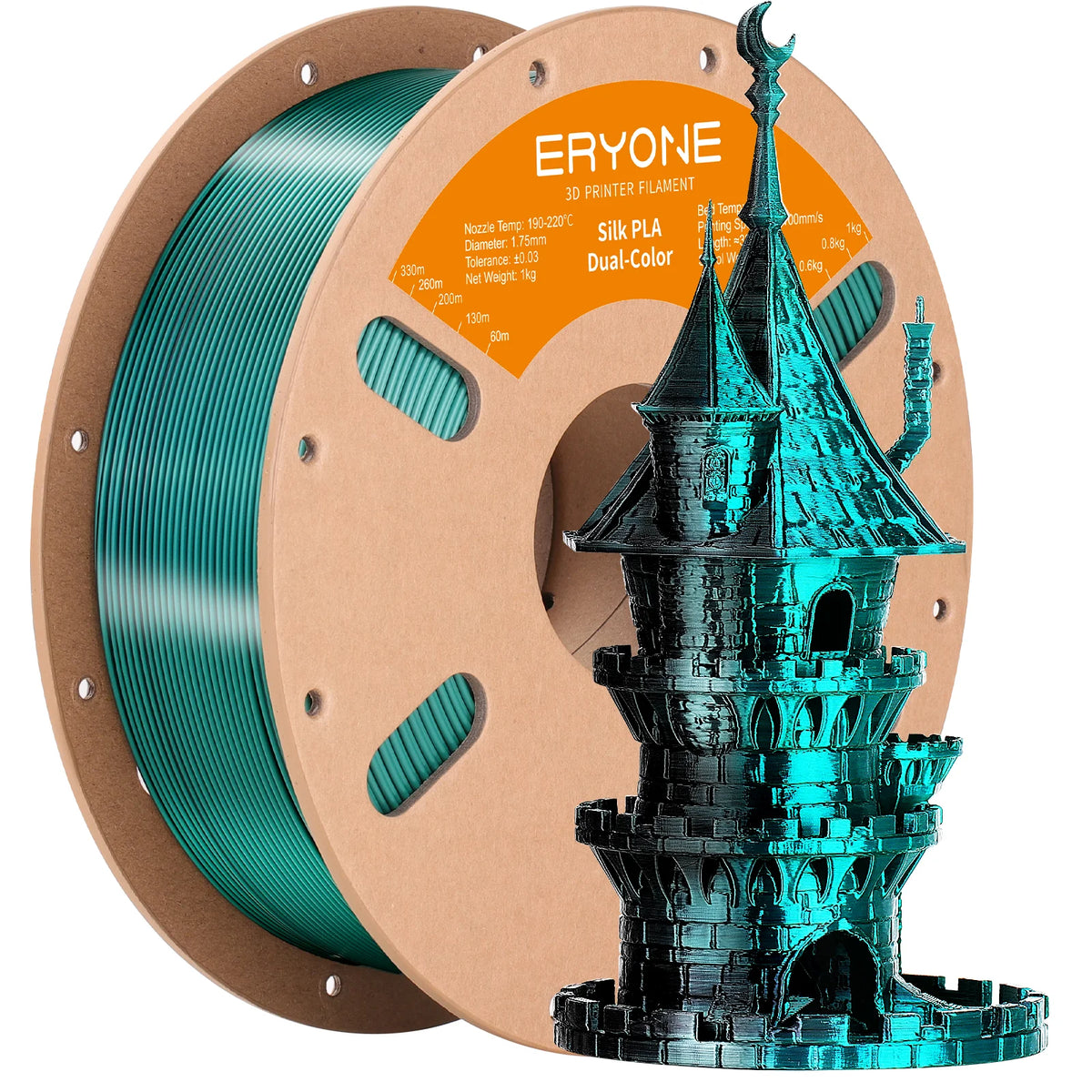 ERYONE 3/5/10KG Dual Color Silk PLA Filament 3D Print,Multicolor Available,Diameter:1.75mm,Tolerance:+/-0.03mm,1KG/Spool