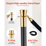 SucceBuy Stanchions 6 Pcs Crowd Control Barriers 4 Velvet Ropes Stainless Steel Stanchion Post Queue w/ Fillable Base for Party